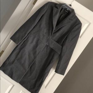 Grey wool mid length dress coat